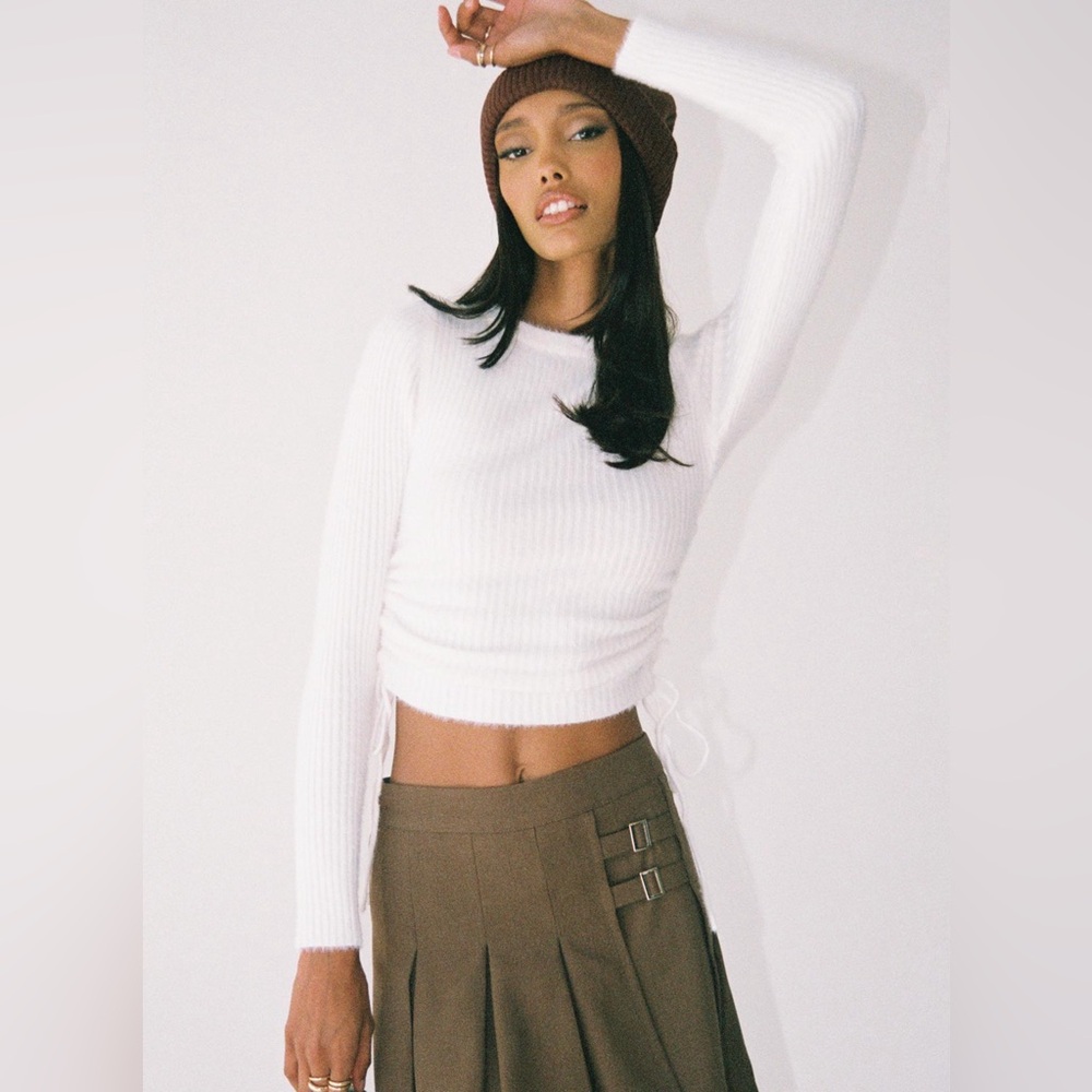 Princess Polly | Cream Ribbed Knit Top Jesica Sweater | Size XS